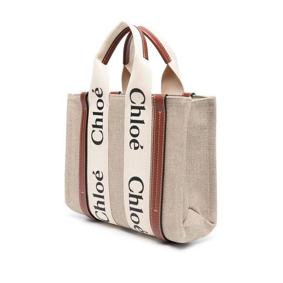 CHLOE Woody Large Tote Bag Women Beige Totes - Picture 4 of 5
